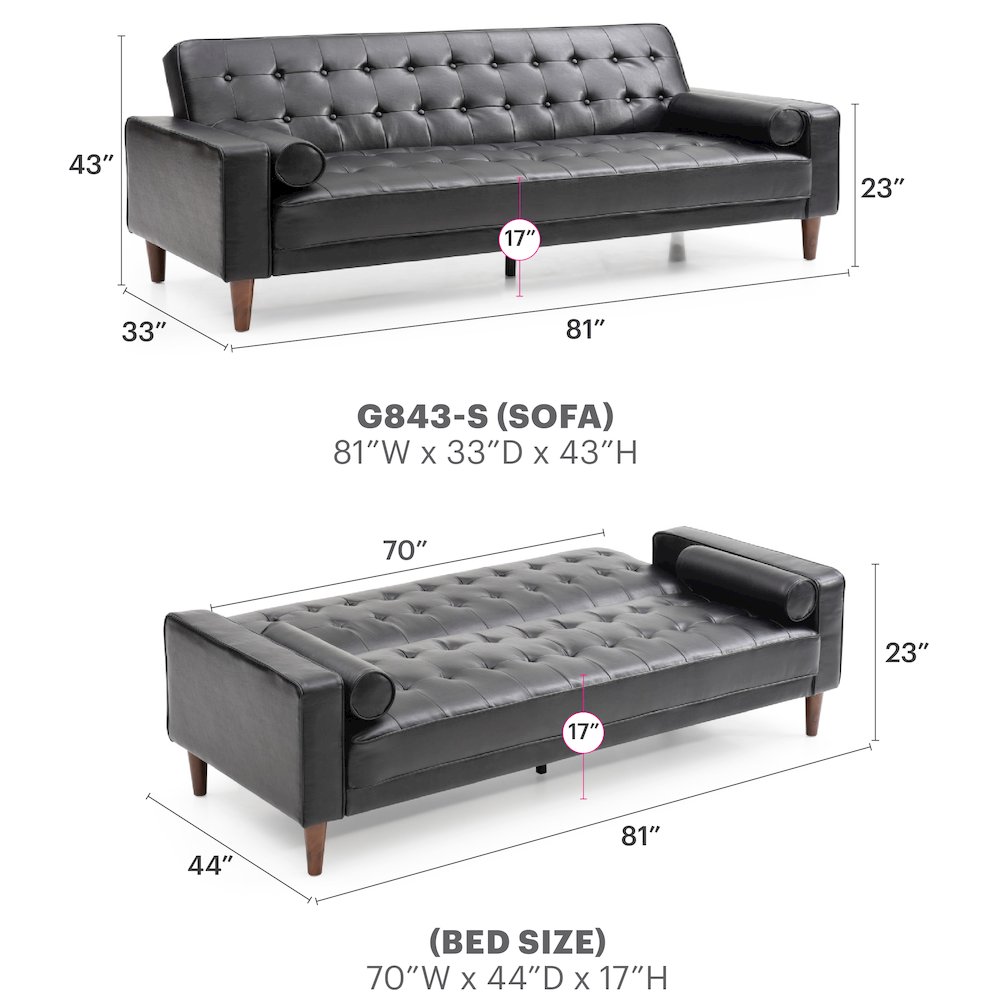 Glory Furniture Andrews Sofa Bed in Black Color. Picture 7
