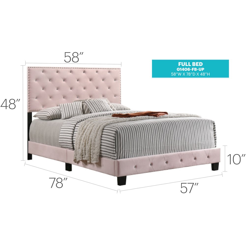 Glory Furniture Suffolk Full Bed in Pink Color. Picture 6