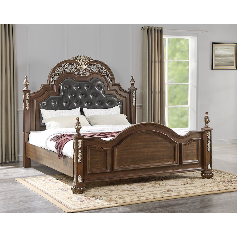 Glory Furniture Lyon Queen Bed in Classic Cherry Color. Picture 4