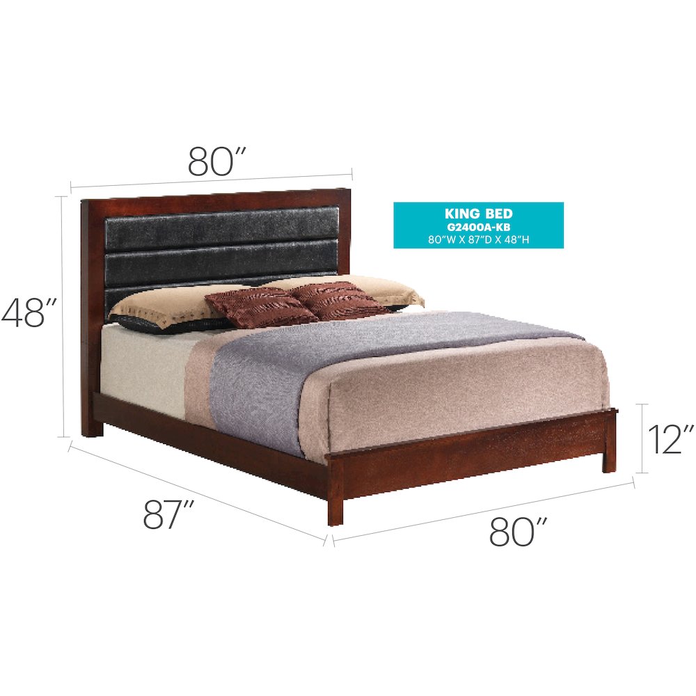 Glory Furniture Burlington King Bed in Cherry Color. Picture 3