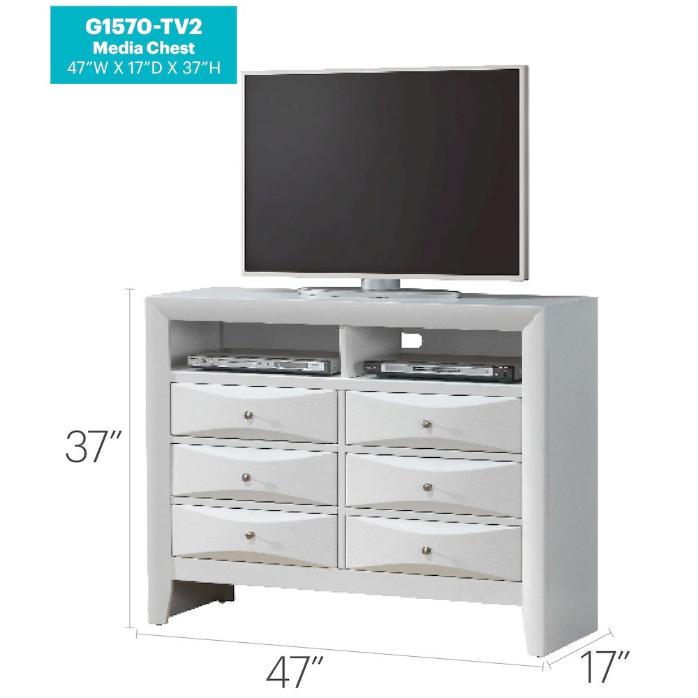 Glory Furniture Marilla Media Chest in White Color. Picture 7