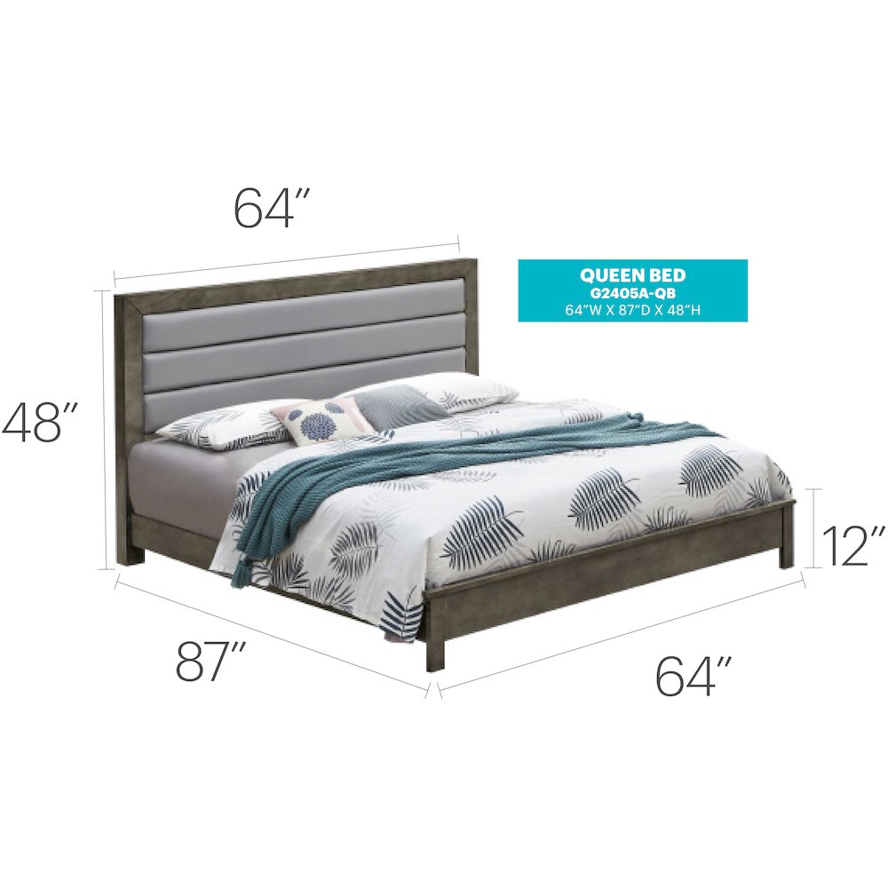 Glory Furniture Burlington Queen Bed in Gray Color. Picture 8