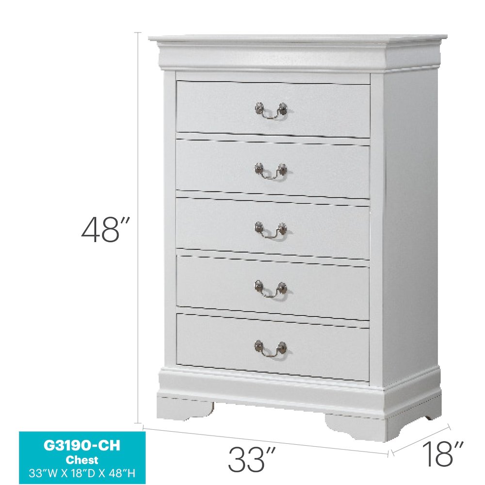 Glory Furniture Louis Phillipe   Chest, White. Picture 8