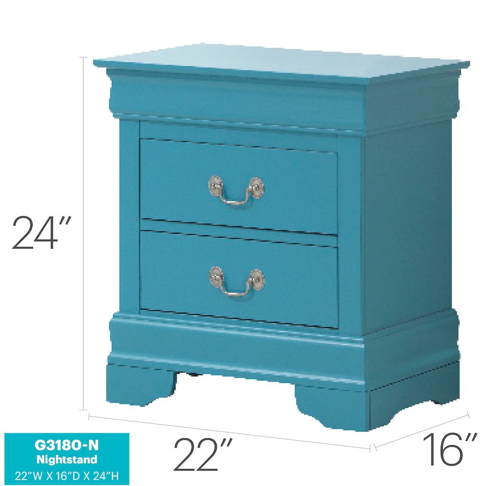 Glory Furniture Louis Phillipe   Nightstand, Blue. Picture 8