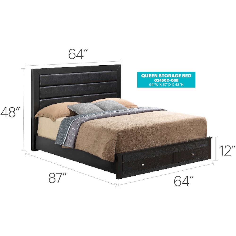 Glory Furniture Burlington Queen Storage Bed in Black Color. Picture 6