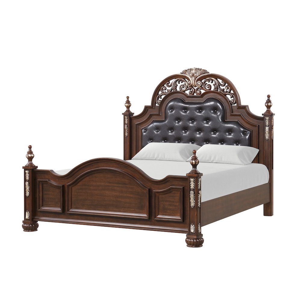 Glory Furniture Lyon Queen Bed in Classic Cherry Color. Picture 1