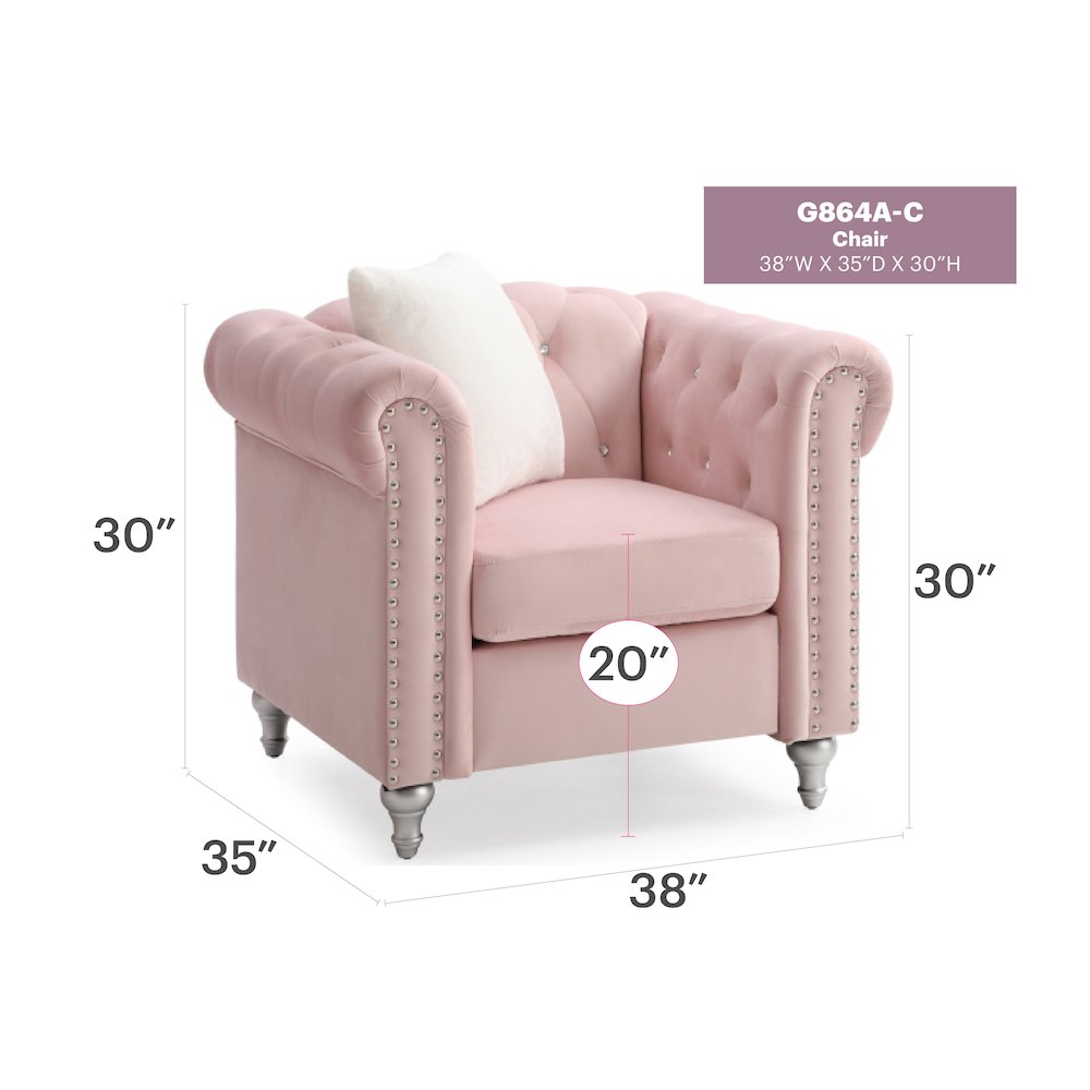Glory Furniture Raisa Accent Chair in Pink Color. Picture 6
