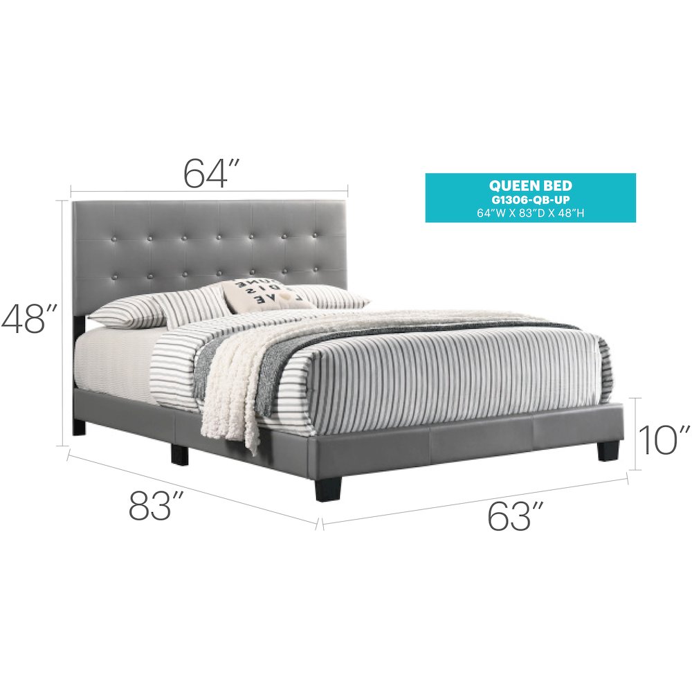 Glory Furniture Caldwell Queen Bed in Dark Grey Color. Picture 6