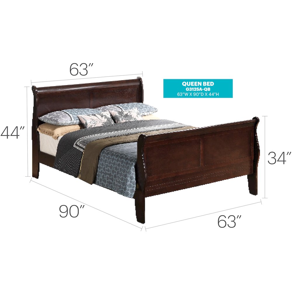 Glory Furniture Louis Phillipe Queen Bed in Cappuccino Color. Picture 7