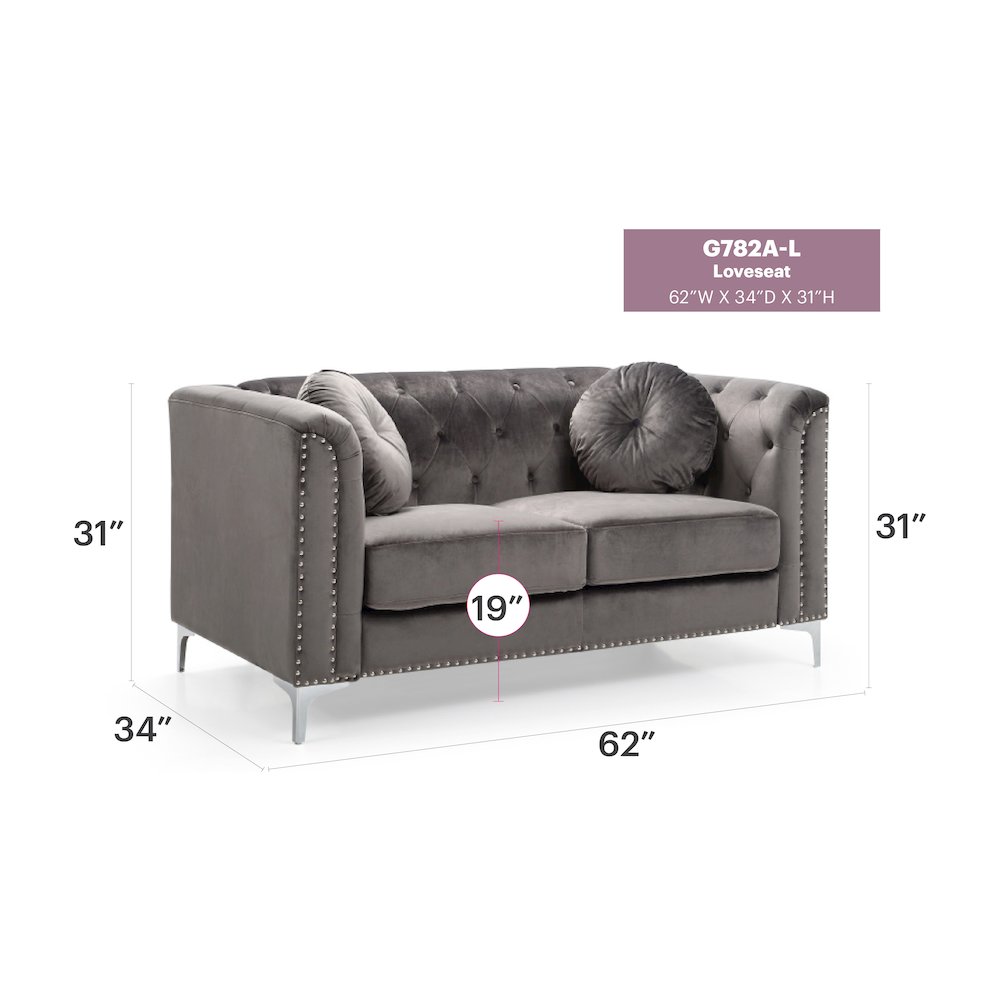 Glory Furniture Pompano Loveseat in Dark Gray Color. Picture 6