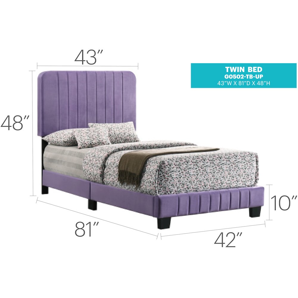 Glory Furniture Lodi Twin Bed in Purple Color. Picture 6