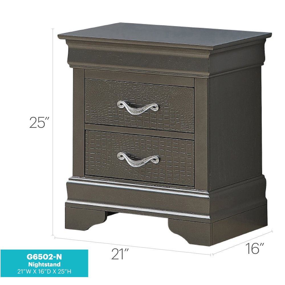 Glory Furniture Lorana Nightstand in Metalic Black Color. Picture 7