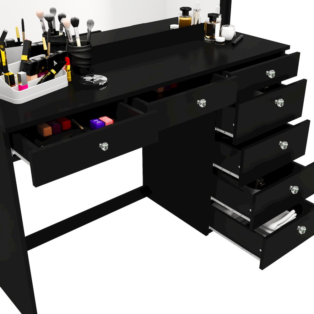 Joan Black Dressing Table (Crystal Knobs). Picture 4