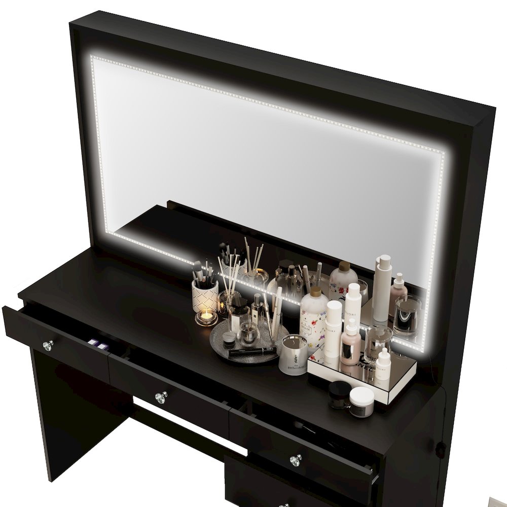 Joan White Makeup Vanity Desk (Crystal Knobs). Picture 6