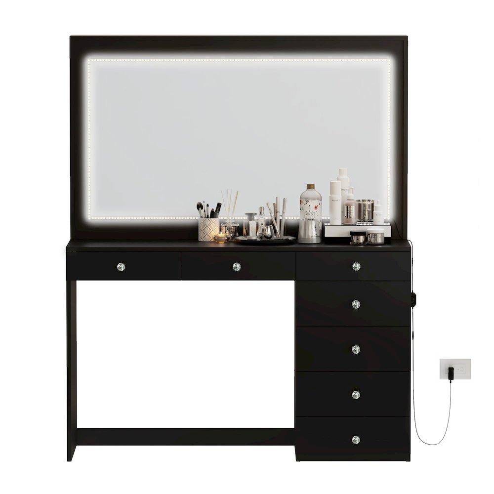 Joan White Makeup Vanity Desk (Crystal Knobs). Picture 1