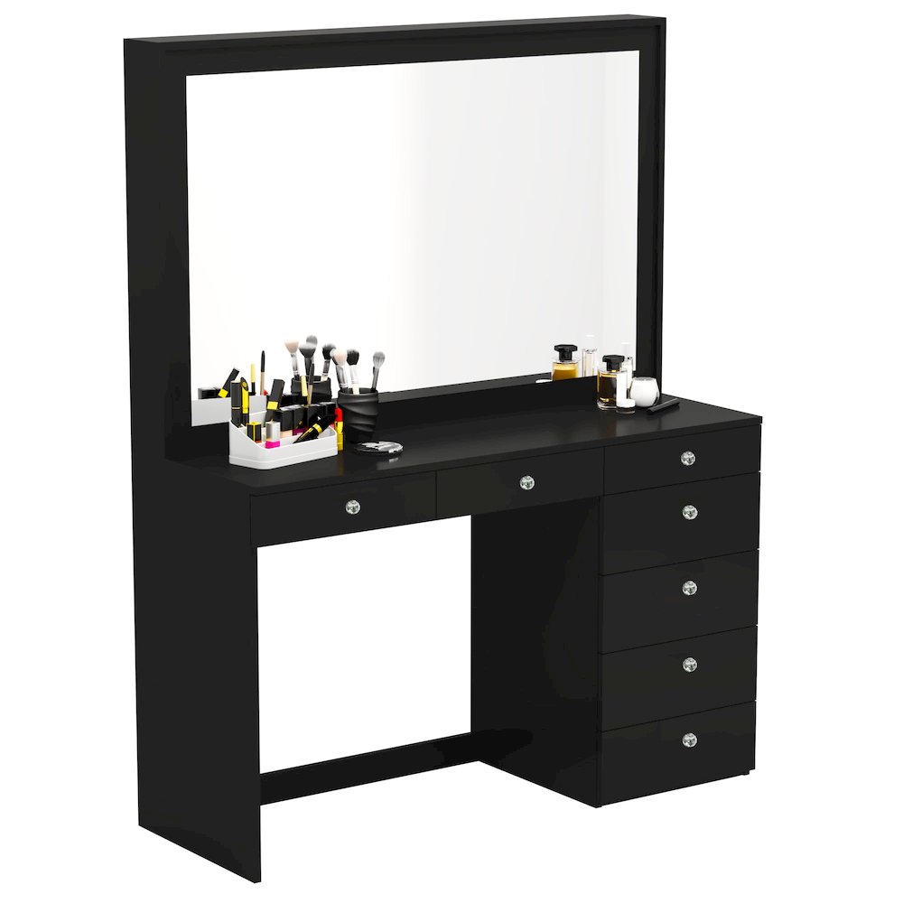 Joan Black Dressing Table (Crystal Knobs). Picture 1