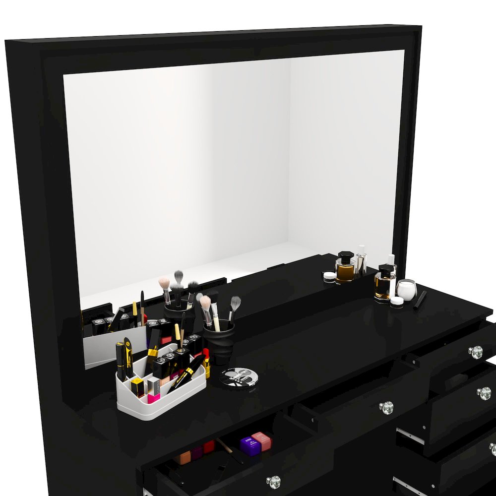 Joan Black Dressing Table (Crystal Knobs). Picture 6