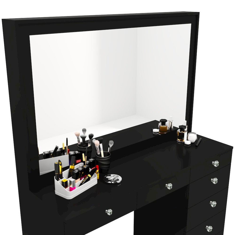 Joan Black Dressing Table (Crystal Knobs). Picture 5
