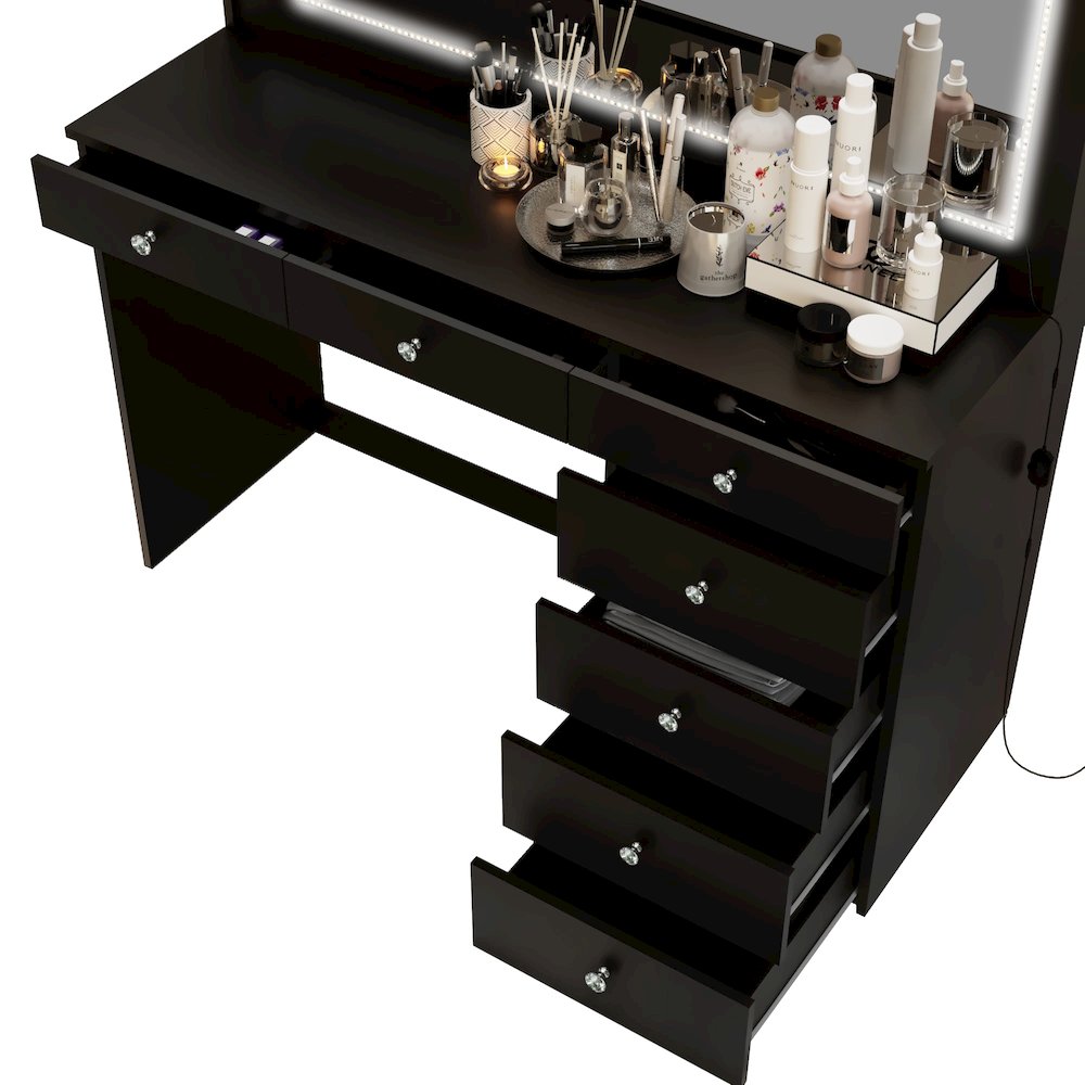 Joan White Makeup Vanity Desk (Crystal Knobs). Picture 5