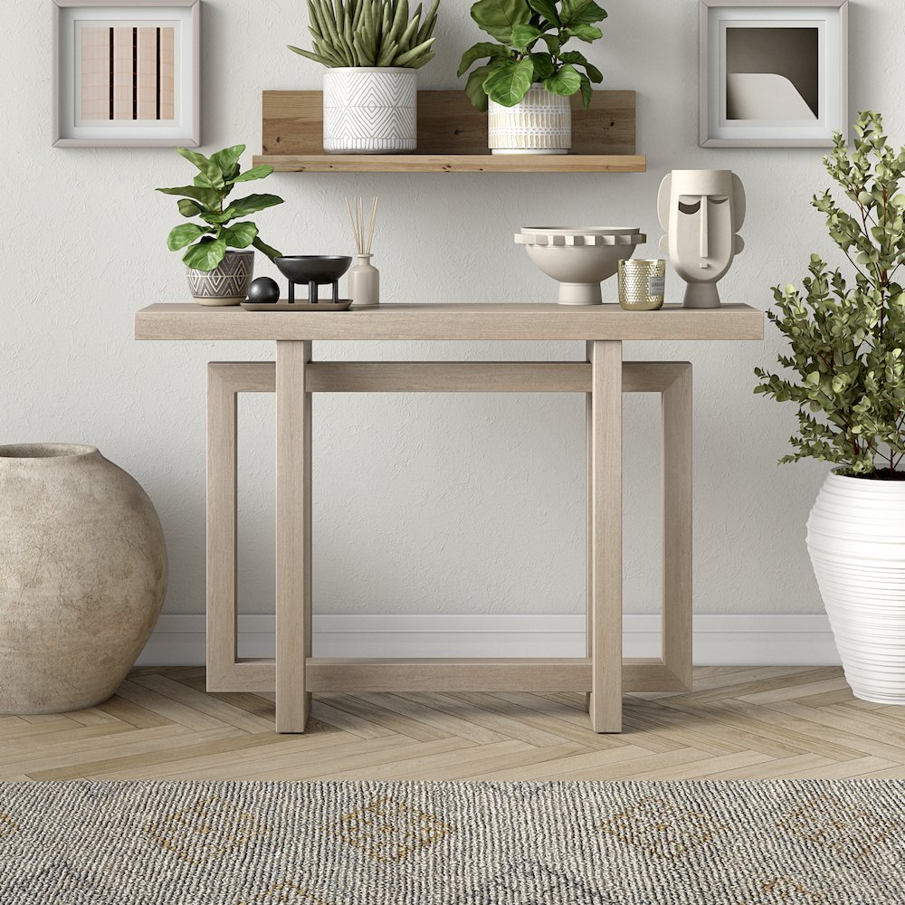 Breslow 44" Wide Rectangular Console Table in Alder White. Picture 2