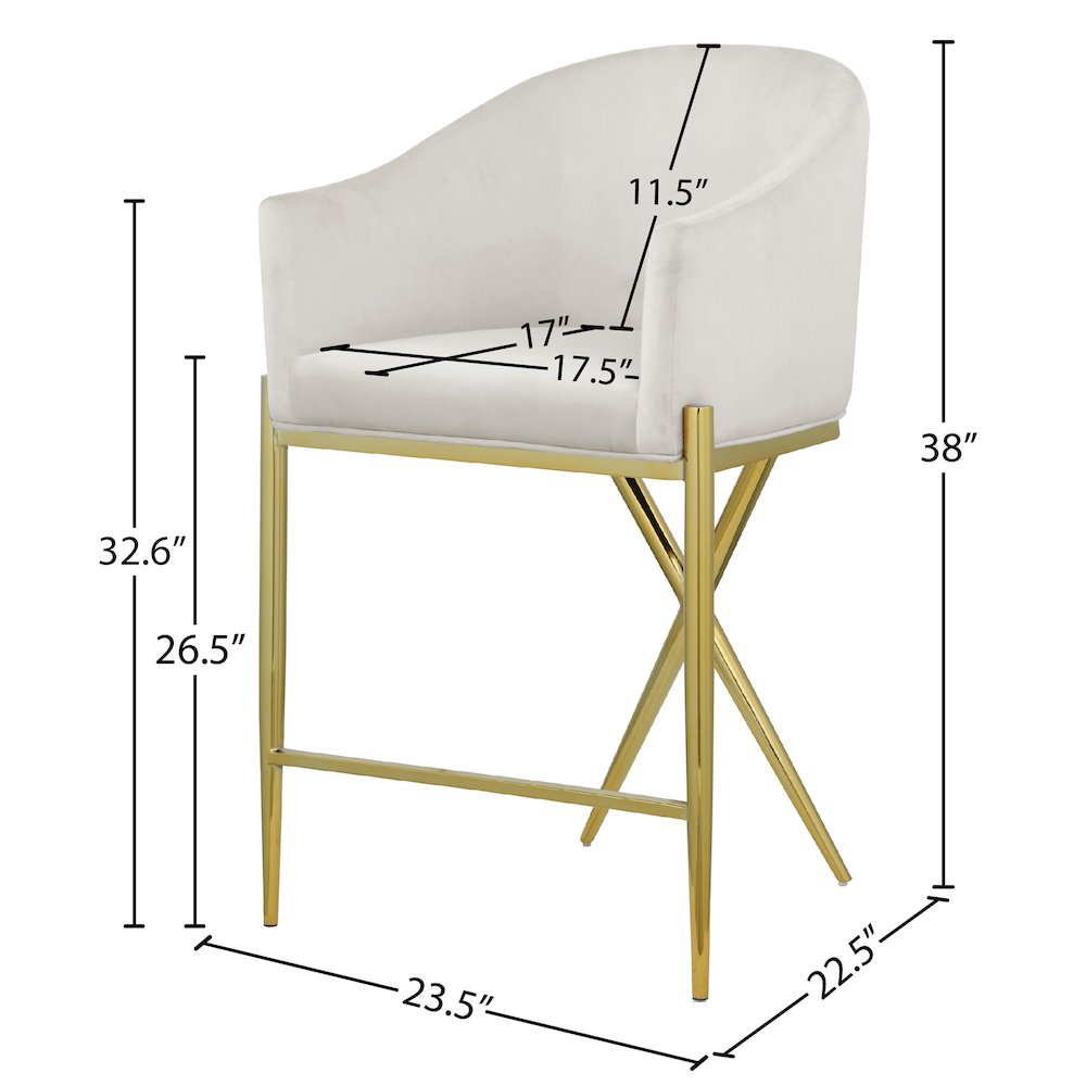 Xavier Cream Velvet Counter Stool. Picture 6