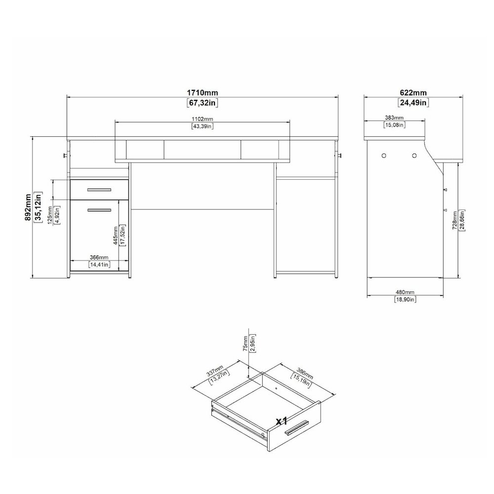 Function Plus Gaming Desk, Matt Grey. Picture 9