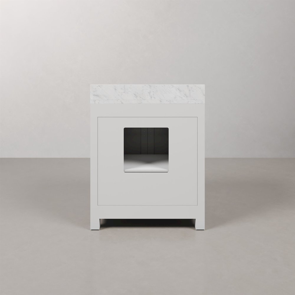 Madison 30 In. Single Sink Carrara White Marble Countertop Bath Vanity. Picture 2