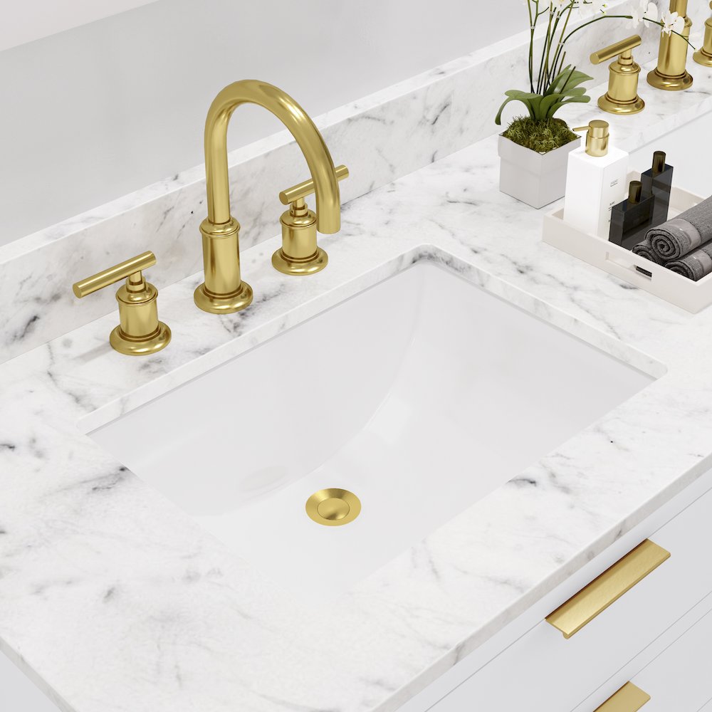 60 In. Double Sink Carrara White Marble Countertop Bath Vanity in Pure White. Picture 7