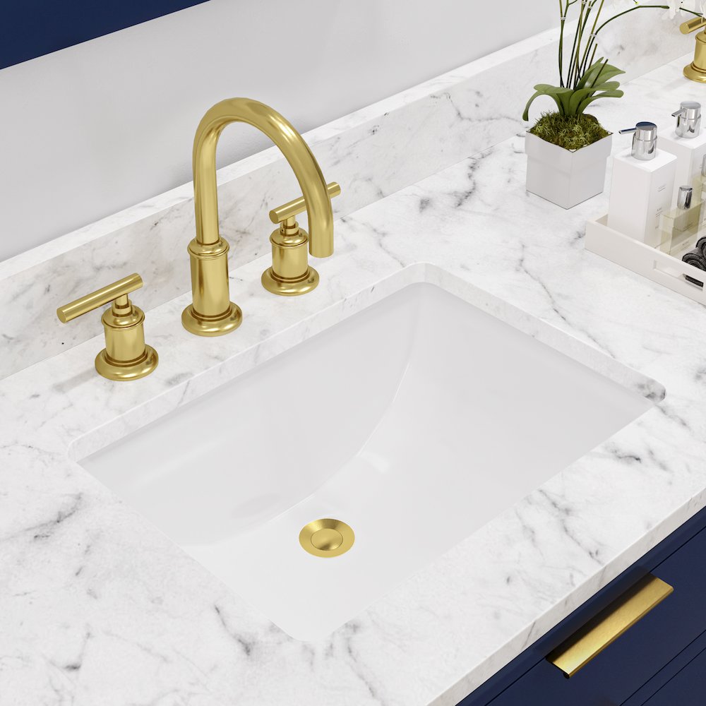 72 In. Double Sink Carrara White Marble Countertop Bath Vanity in Monarch Blue. Picture 7