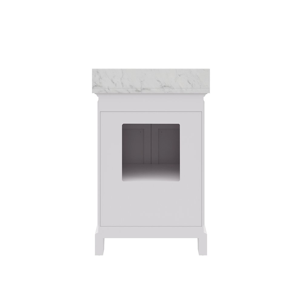 24 In. Single Sink Carrara White Marble Countertop Bath Vanity In Pure White. Picture 3