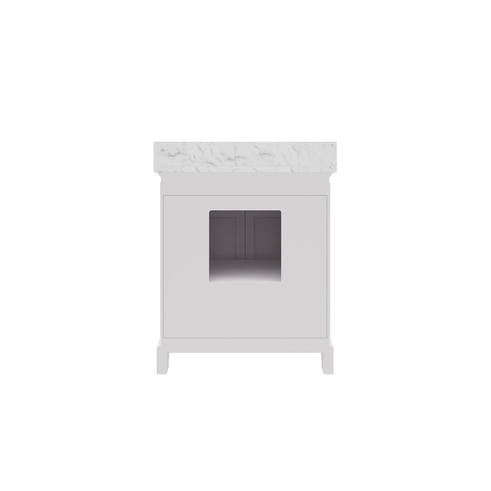 30 In. Single Sink Carrara White Marble Countertop Bath Vanity In Pure White. Picture 3