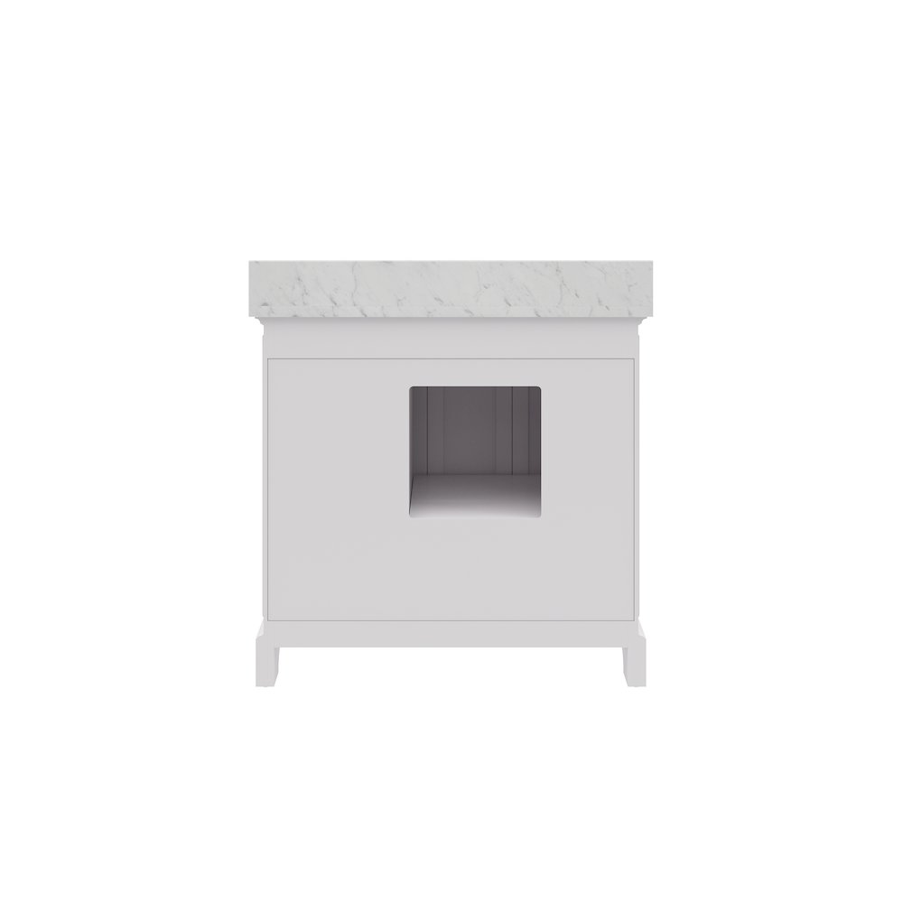 36 In. Single Sink Carrara White Marble Countertop Bath Vanity In Pure White. Picture 3