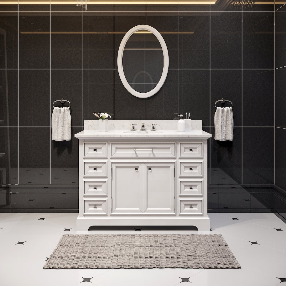 48 In. Single Sink Carrara White Marble Countertop Bath Vanity In Pure White. Picture 2