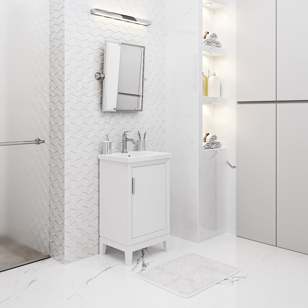 20 In. Integrated Ceramic Sink Top Bath Vanity in Pure White. Picture 3