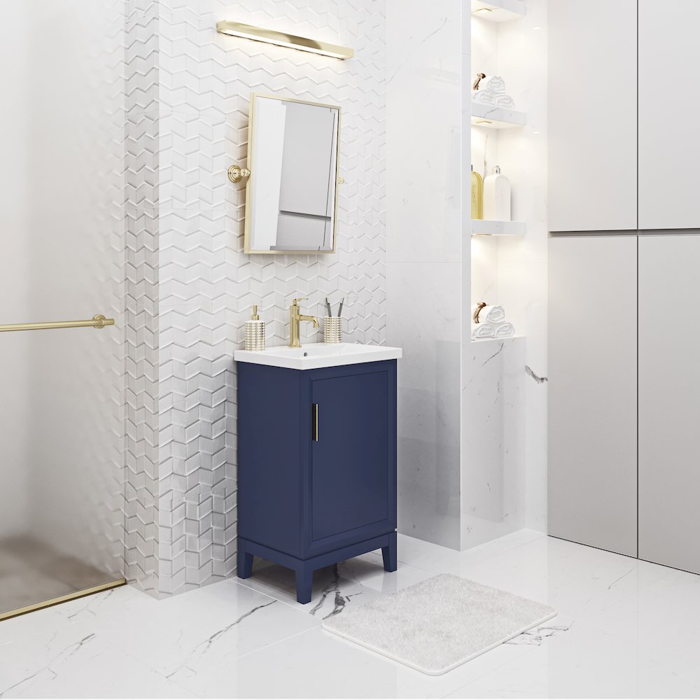 20 In. Integrated Ceramic Sink Top Bath Vanity in Monarch Blue. Picture 3
