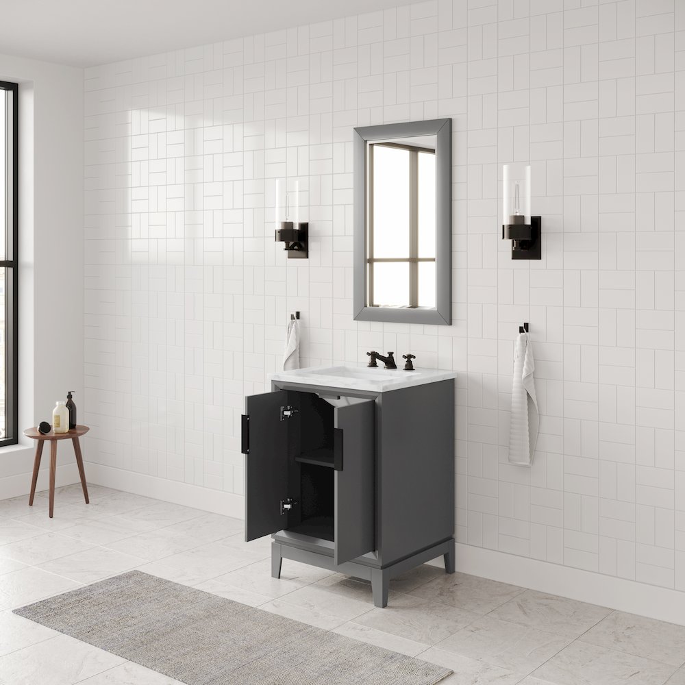 24-Inch Single Sink Carrara White Marble Vanity In Cashmere Grey. Picture 4