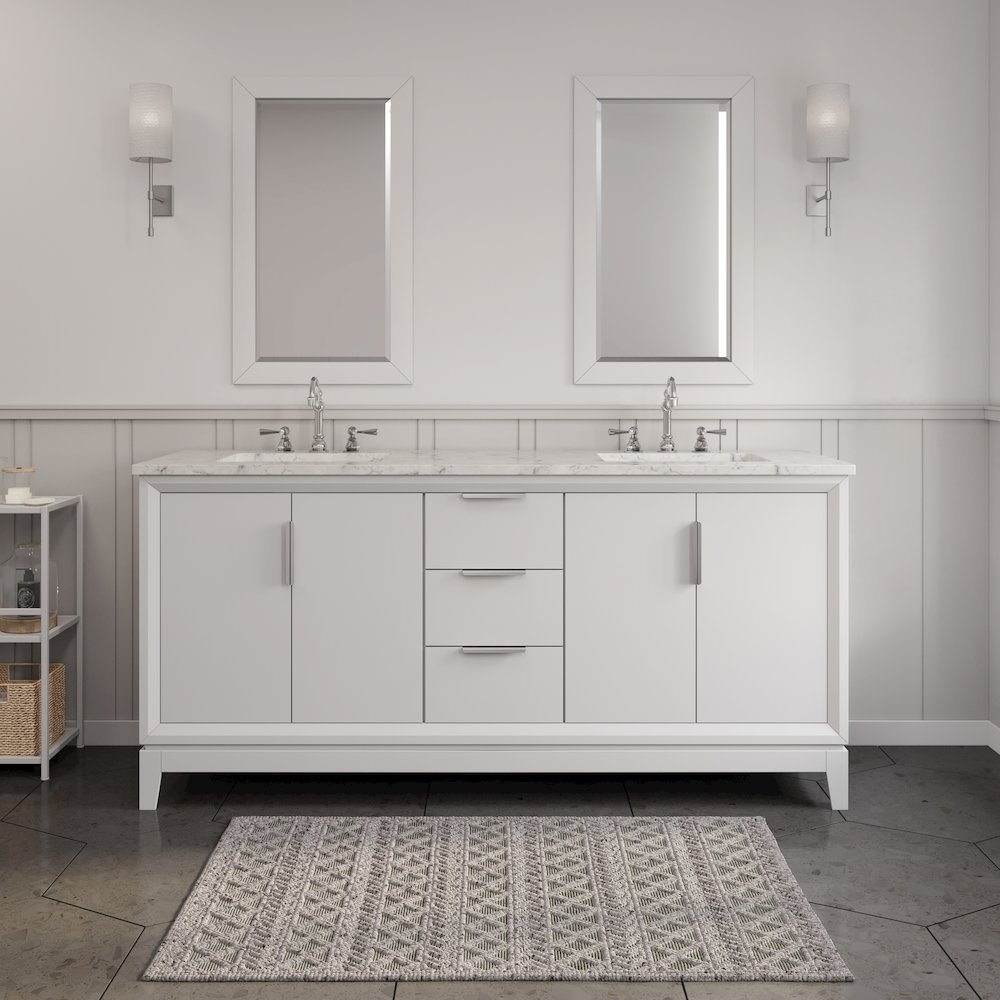 72 In. Double Sink Carrara White Marble Countertop Bath Vanity In Pure White. Picture 2