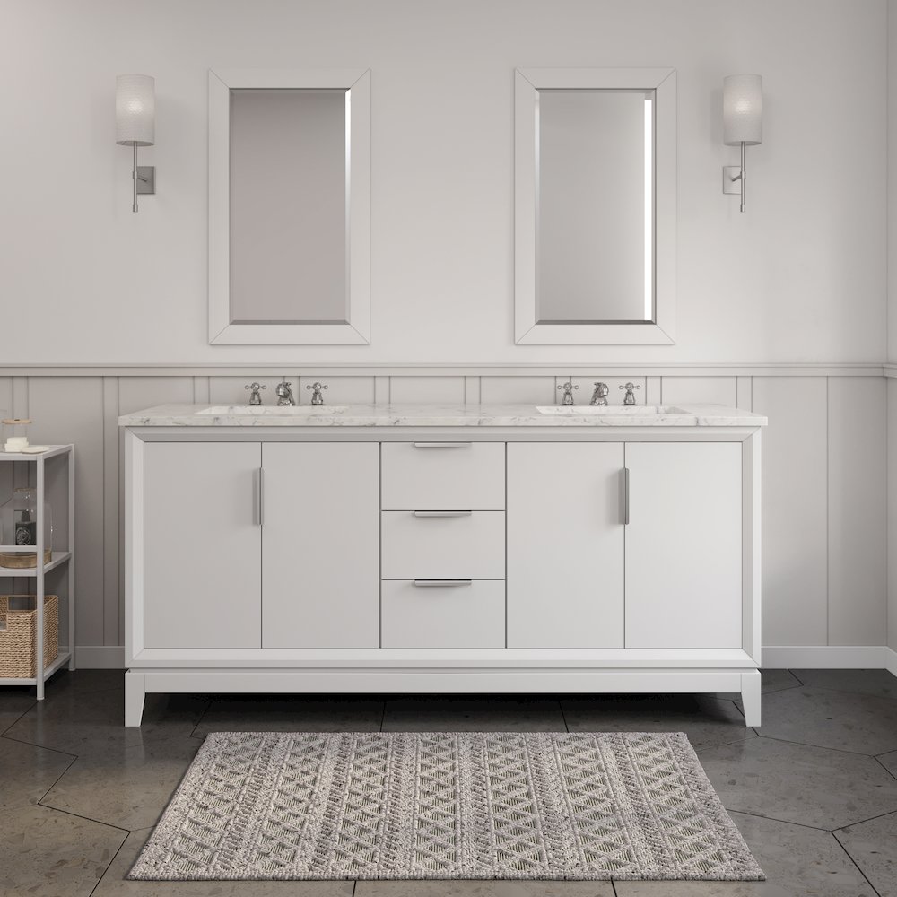72 In. Double Sink Carrara White Marble Countertop Bath Vanity In Pure White. Picture 2