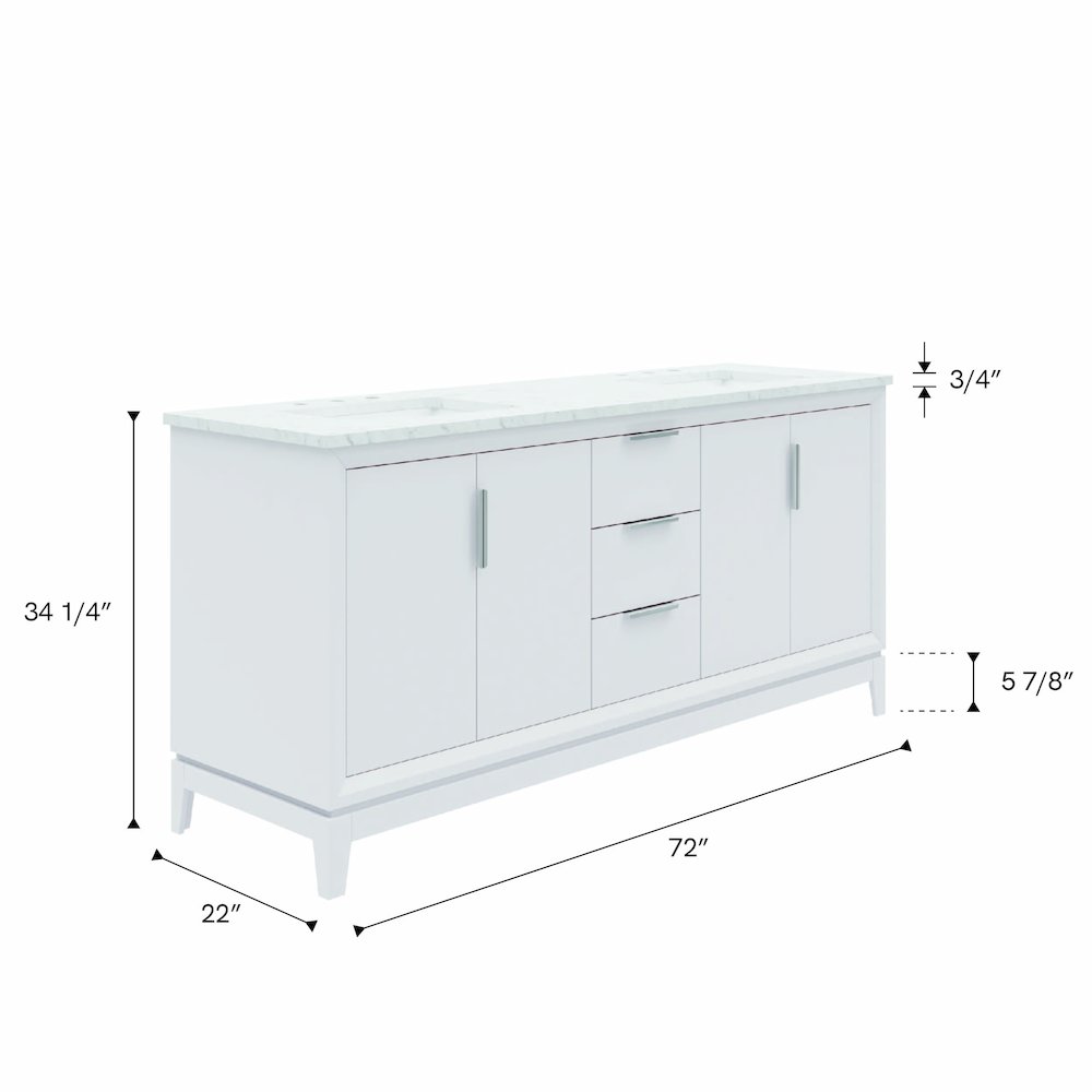 72 In. Double Sink Carrara White Marble Countertop Bath Vanity In Pure White. Picture 8