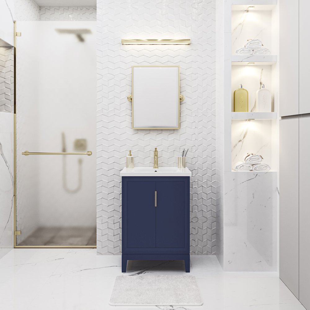 Elise 24 In. Integrated Ceramic Sink Top Vanity in Monarch Blue. Picture 2