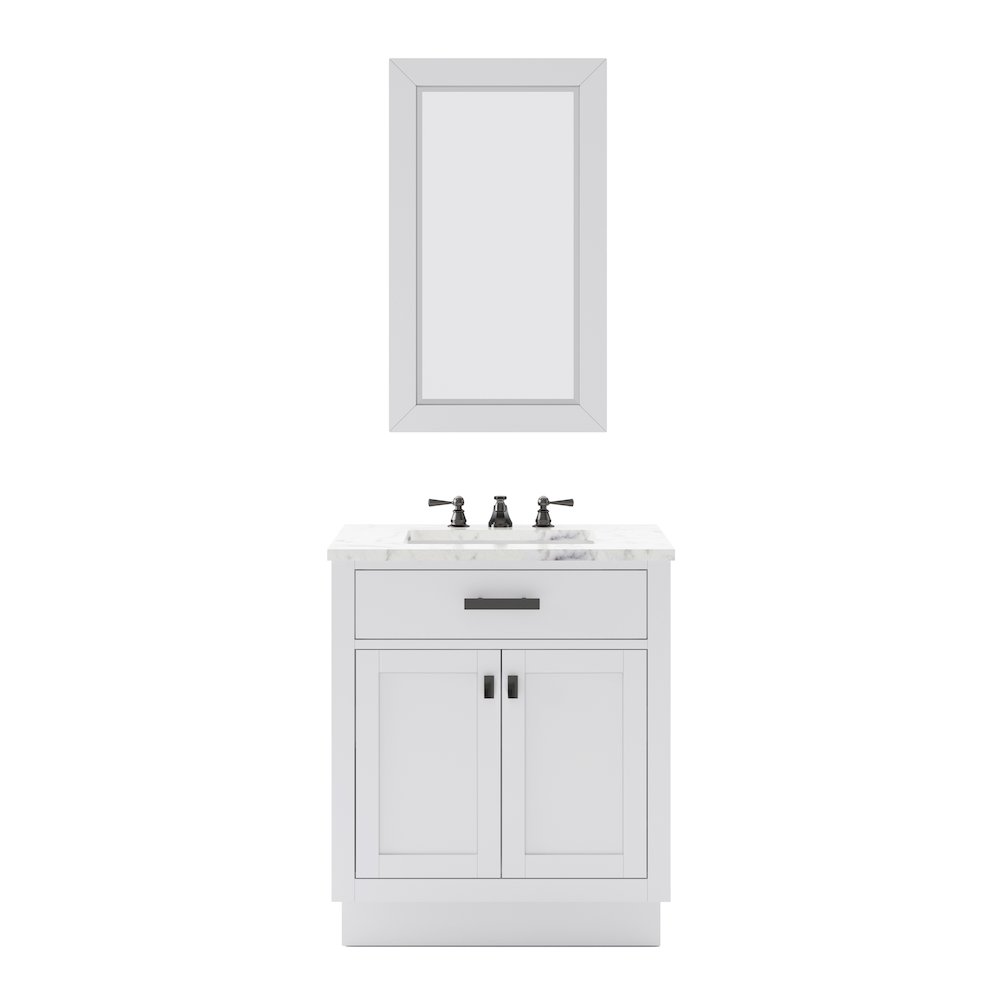 Hartford 30 In. Single Sink Carrara White Marble Countertop Bath Vanity. Picture 1