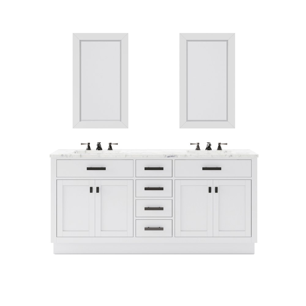 Hartford 72 In. Single Sink Carrara White Marble Countertop Bath Vanity. Picture 1