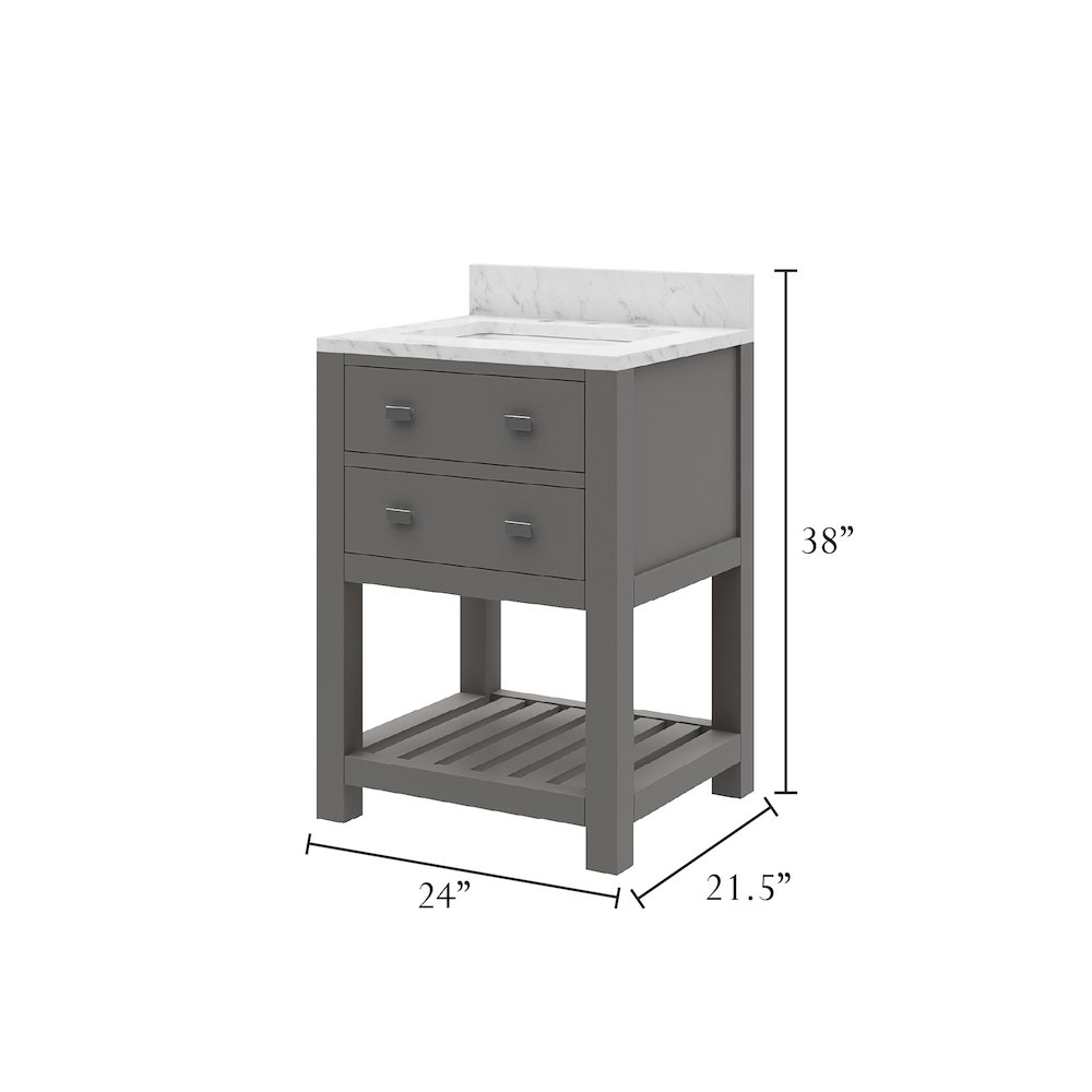 Madalyn 24 In. Single Sink Carrara White Marble Countertop Bath Vanity. Picture 7