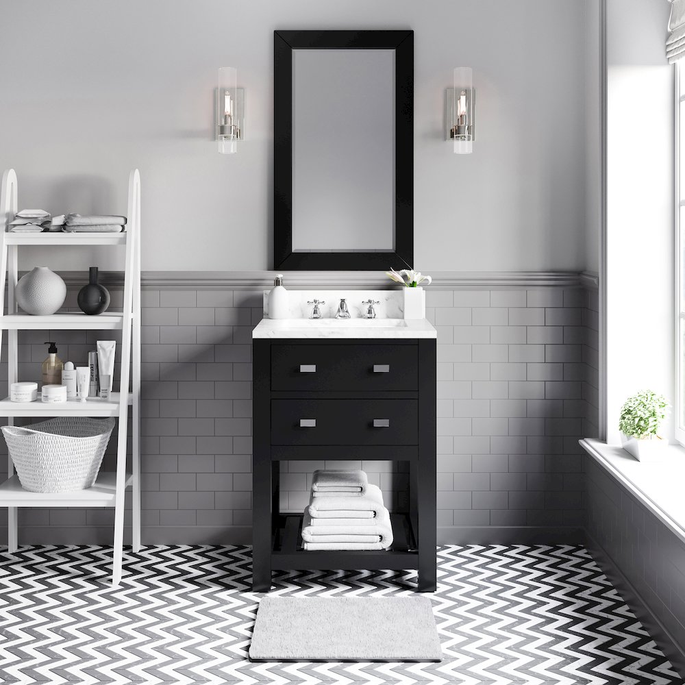 Madalyn 24 In. Single Sink Carrara White Marble Countertop Bath Vanity. Picture 2