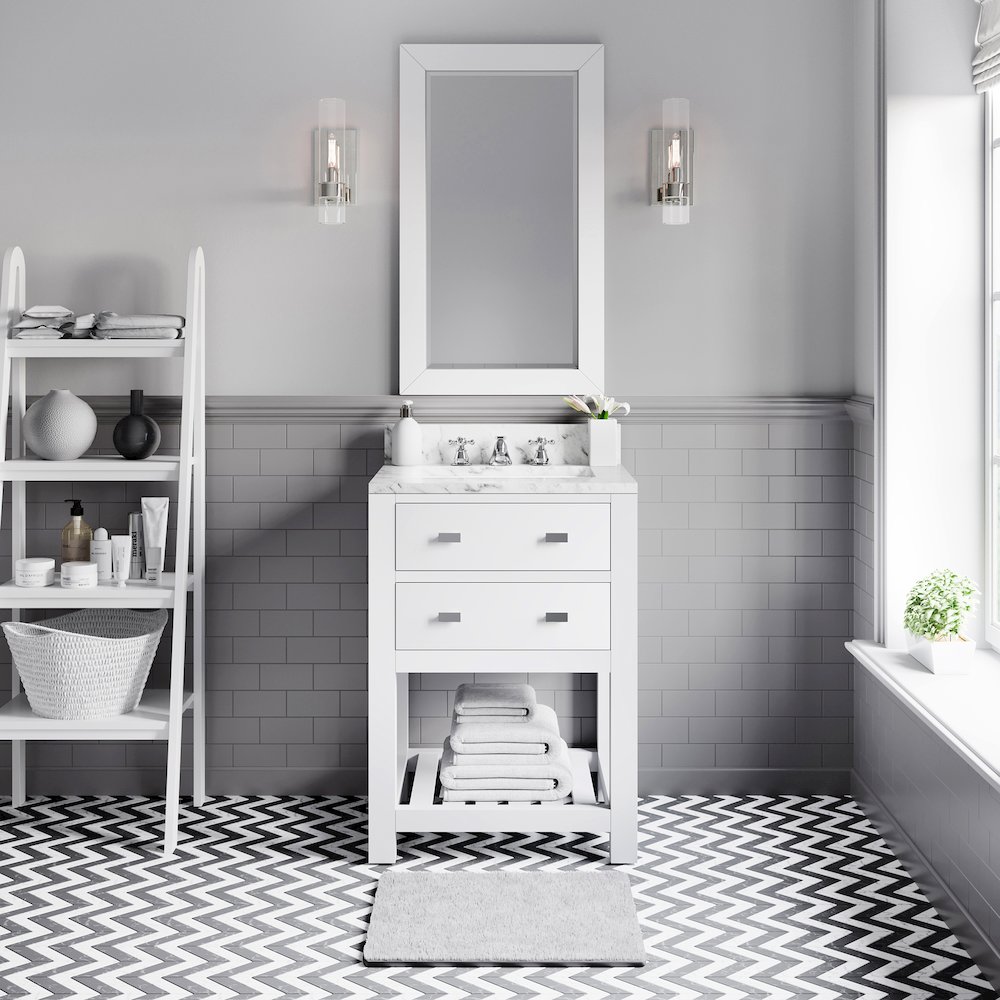 Madalyn 24 In. Single Sink Carrara White Marble Countertop Bath Vanity. Picture 2