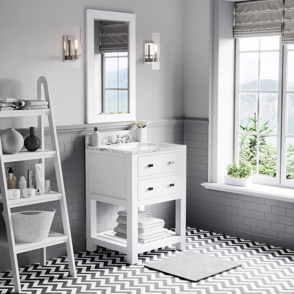 Madalyn 24 In. Single Sink Carrara White Marble Countertop Bath Vanity. Picture 3