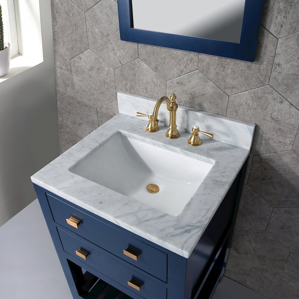 Madalyn 24 In. Single Sink Carrara White Marble Countertop Bath Vanity. Picture 5