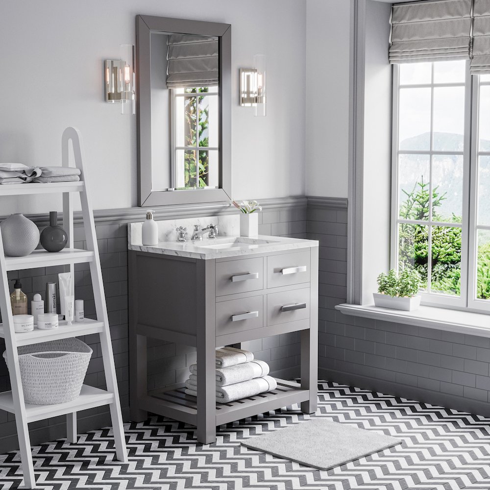 Madalyn 30 In. Single Sink Carrara White Marble Countertop Bath Vanity. Picture 3