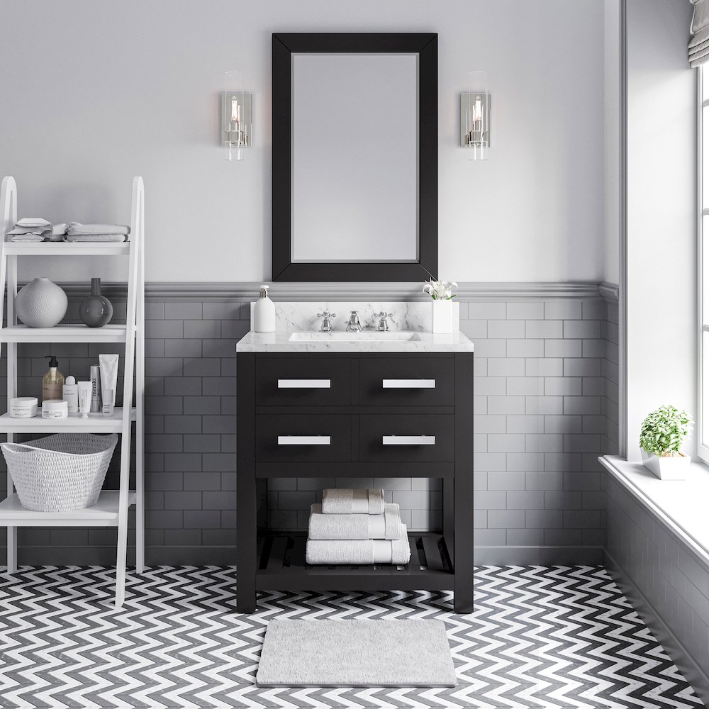 Madalyn 30 In. Single Sink Carrara White Marble Countertop Bath Vanity. Picture 2