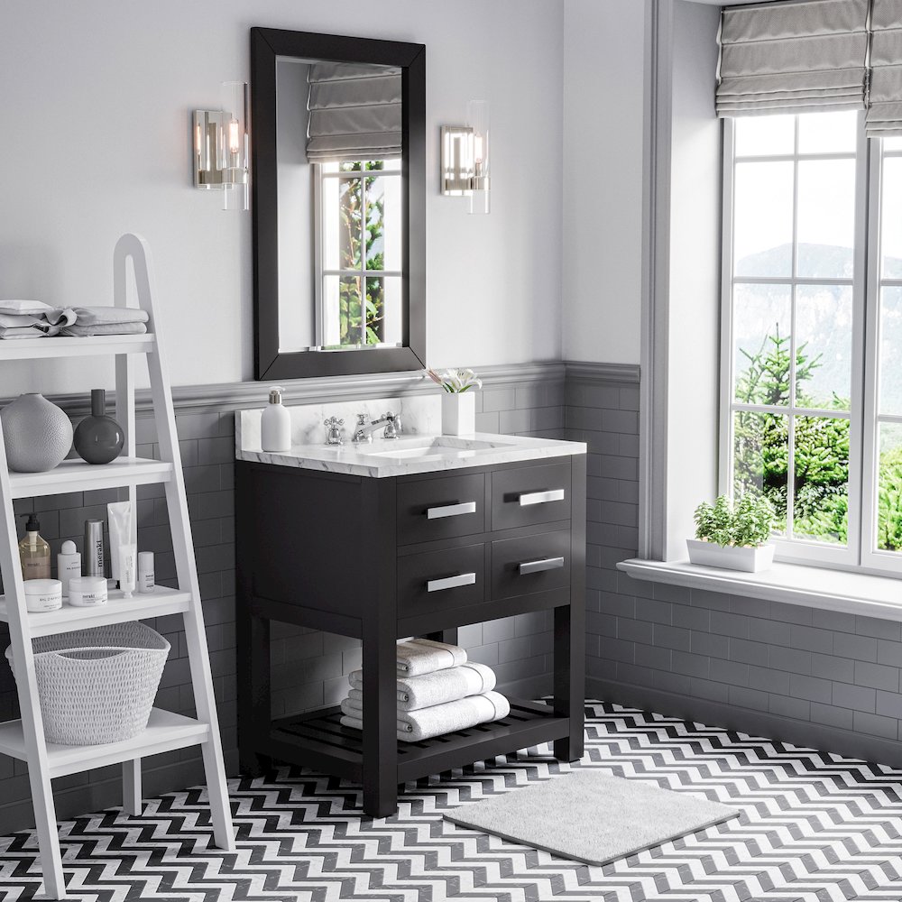 Madalyn 30 In. Single Sink Carrara White Marble Countertop Bath Vanity. Picture 3